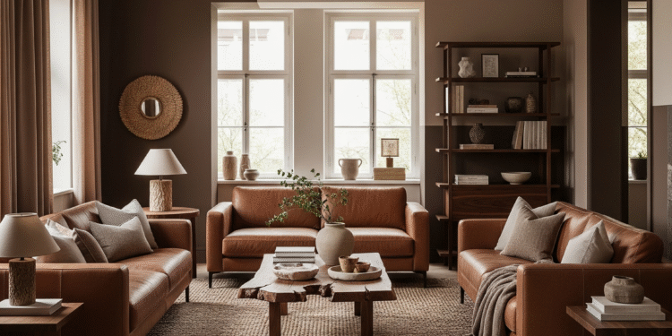 Beautiful living room with various shades of brown paint - Space Ideas World brown paint