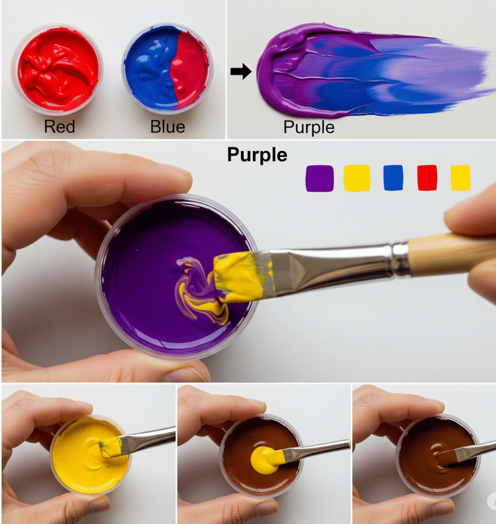 Color mixing demonstration - Space Ideas World brown color