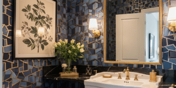 Elegant powder room after renovation - Space Ideas World cheap bathroom remodeling