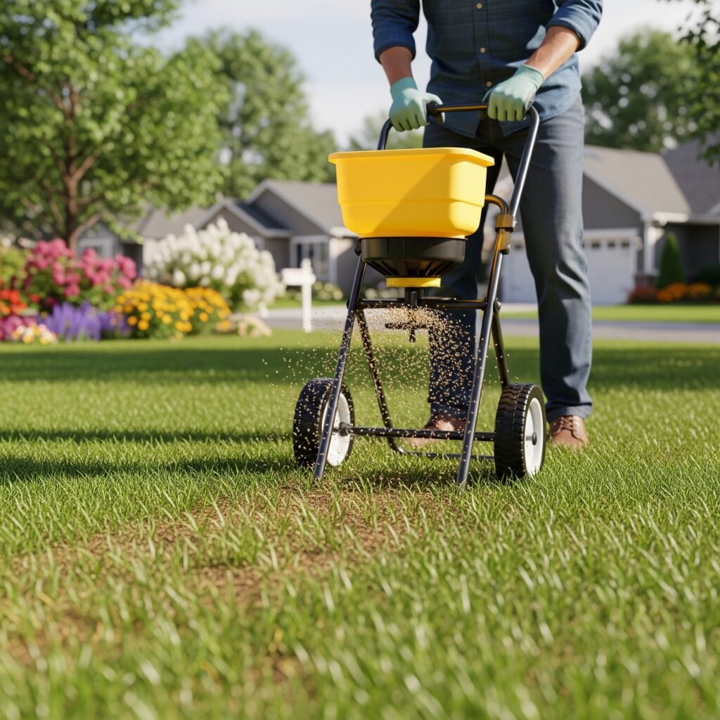 overseeding lawn with broadcast spreader - Space Ideas World Types of Lawn Weeds