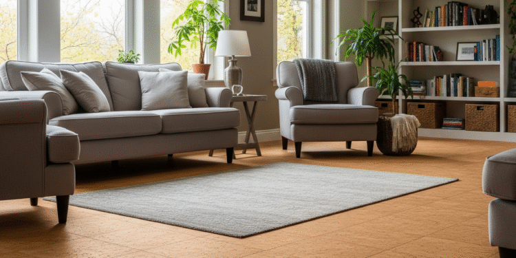 Cozy living room with cork tile flooring - Space Ideas World cleaning tile floors