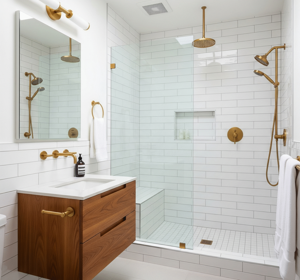 Modern small bathroom after - Space Ideas World small bathroom remodel