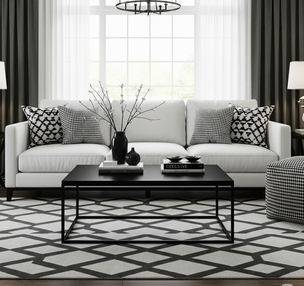 Classic black-and-white living room - Space Ideas World living room decor ideas