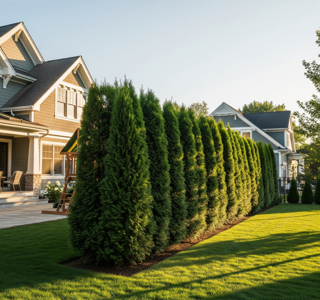 Perfectly Manicured Leyland Cypress Privacy Hedge A professional landscape photograph - Space Ideas World fast growing trees