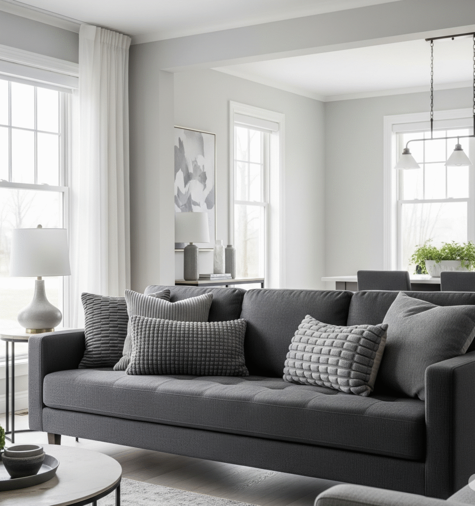 Modern living room in varying shades of gray - Space Ideas World living room decor ideas