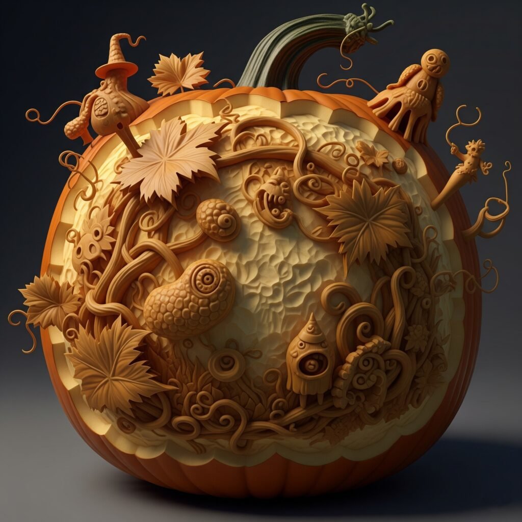 3D Sculpture Effect - Space Ideas World Carving Halloween Pumpkin Ideas