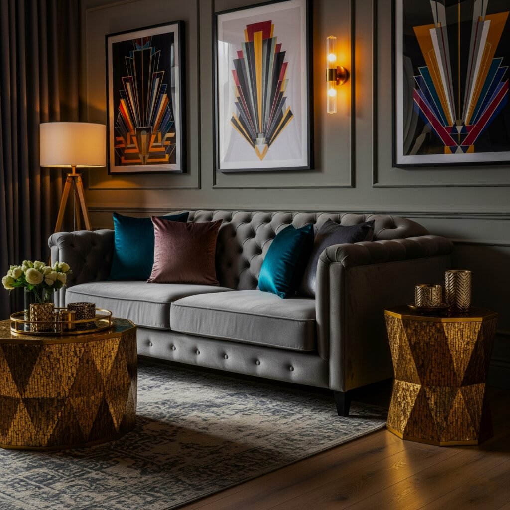 Art Deco Glamours - Space Ideas World Grey Couch Living Room Ideas