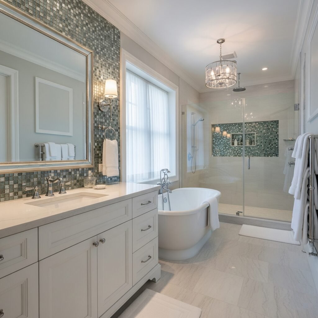 Beach Glass Tile Backsplash - Space Ideas World Bathroom Themes Ideas