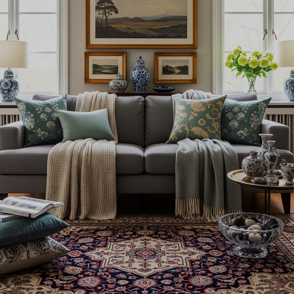Bohemian Textile Layers - Space Ideas World Grey Couch Living Room Ideas