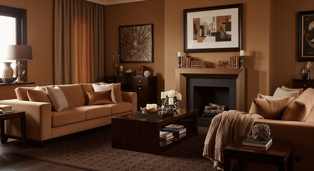 Caramel and Chocolate Richness - Space Ideas World Living Room Color Schemes