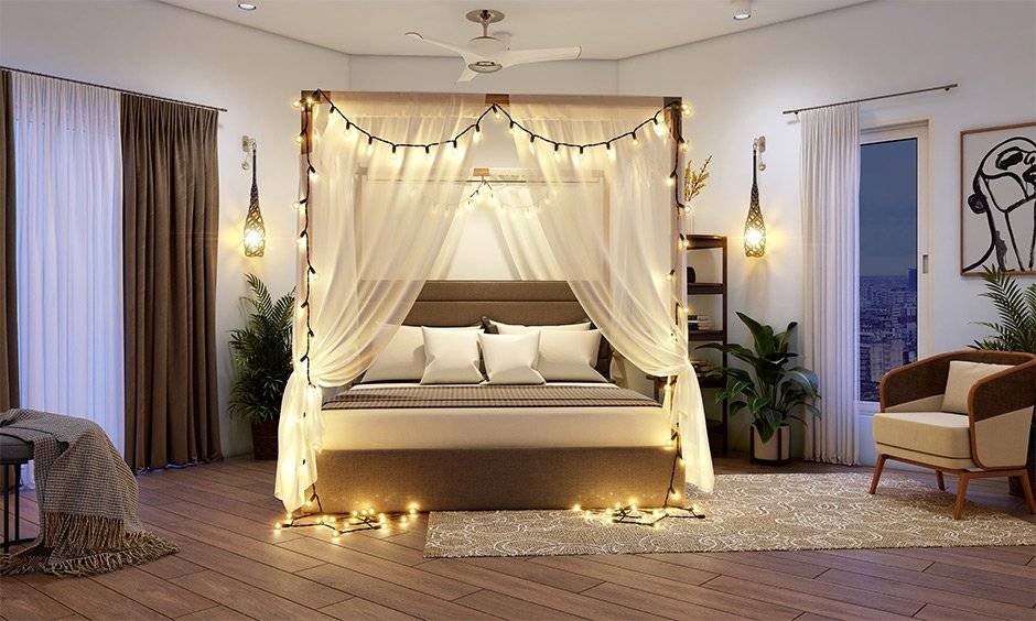Canopy Bed with Flowing Drapes1 - Space Ideas World Canopy Bed with Flowing Drapes