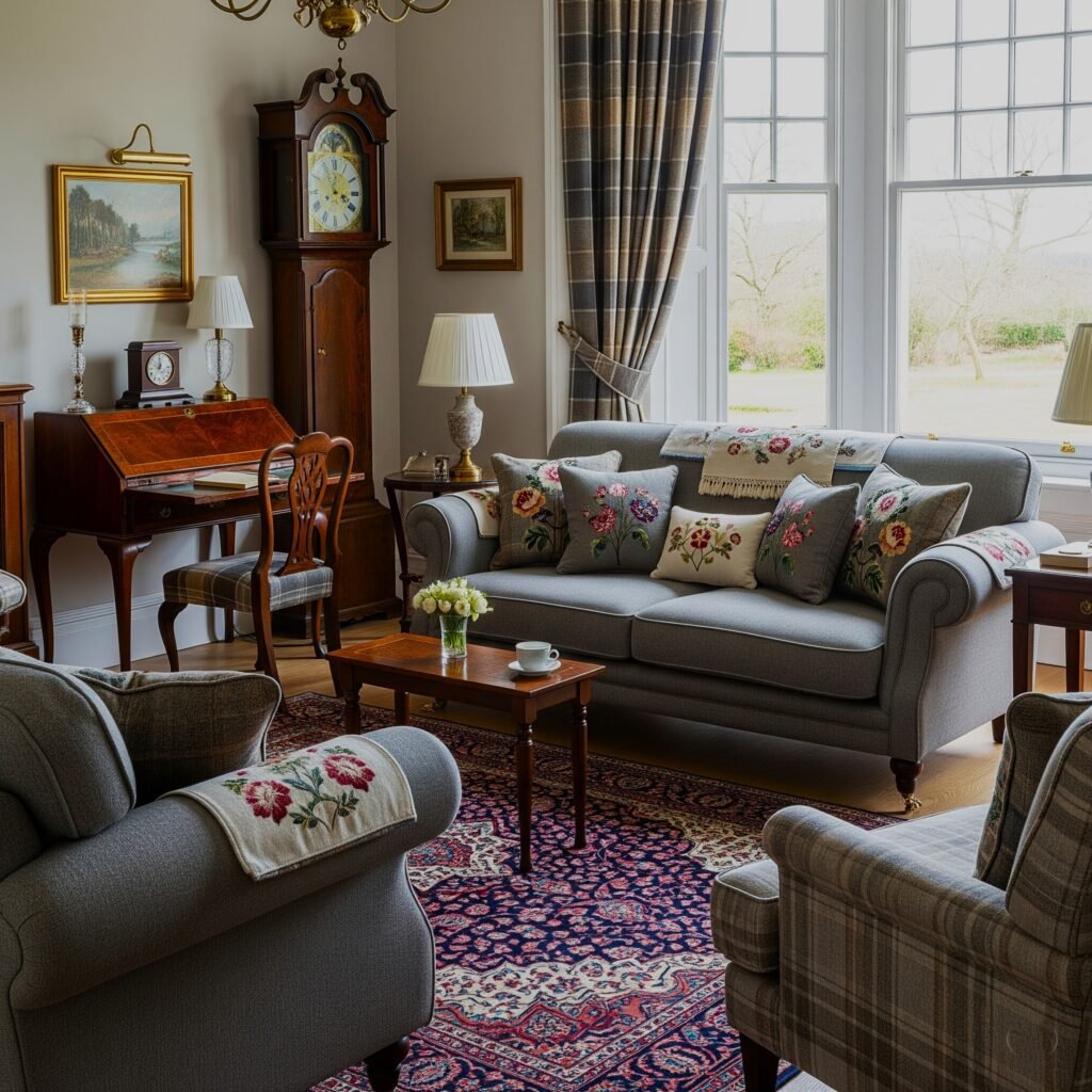 Classic English Country - Space Ideas World Grey Couch Living Room Ideas