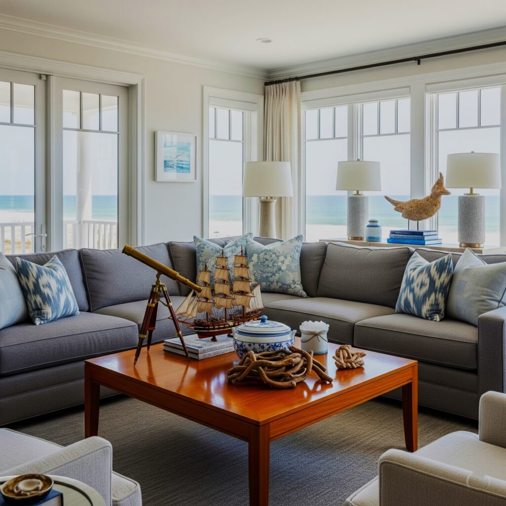 Coastal Elegance - Space Ideas World Grey Couch Living Room Ideas