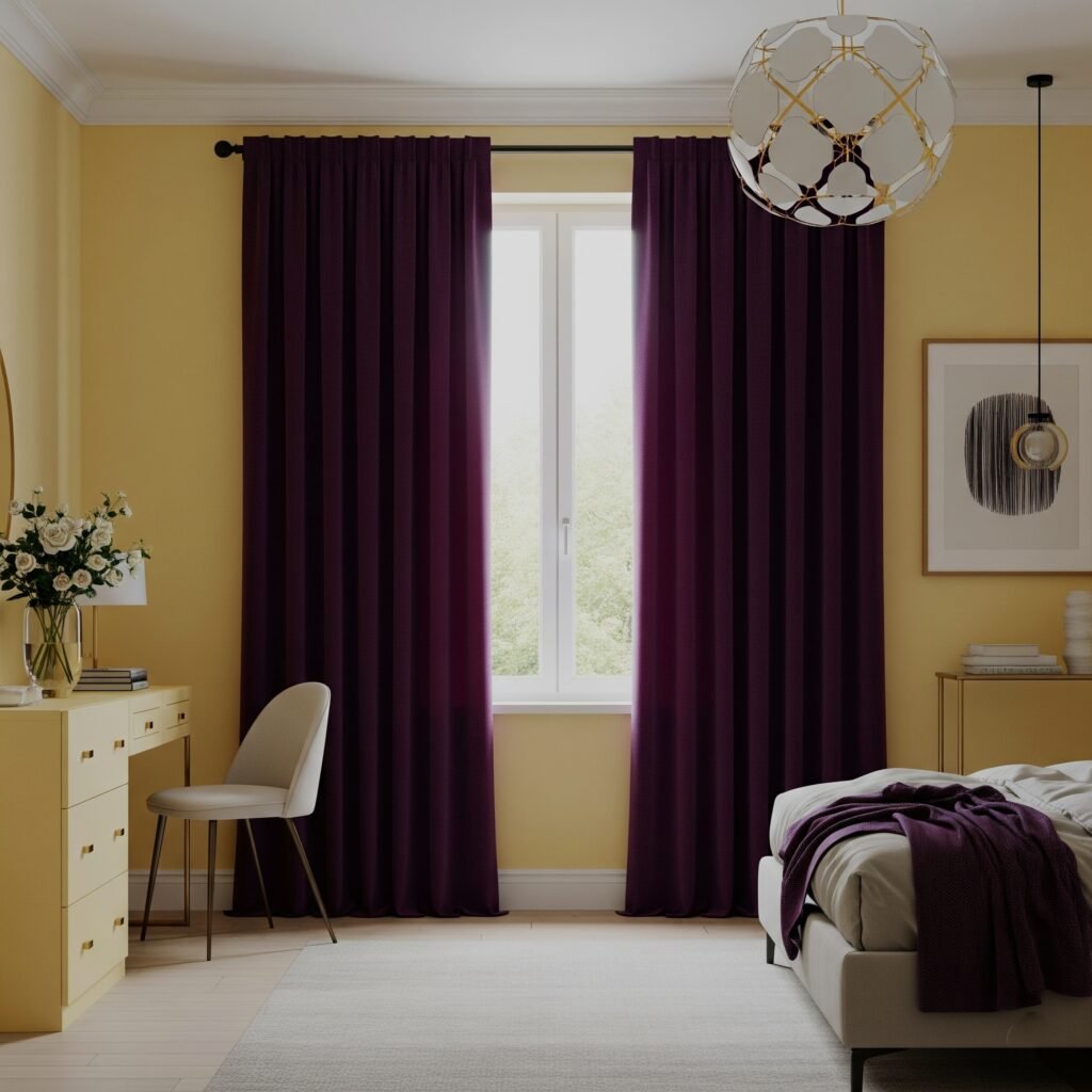 Complementary Color Drama - Space Ideas World Bedroom drapery ideas