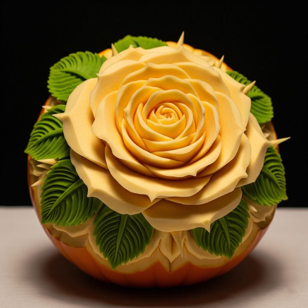 Detailed Rose Pattern - Space Ideas World Jack O Lantern Carvings Ideas