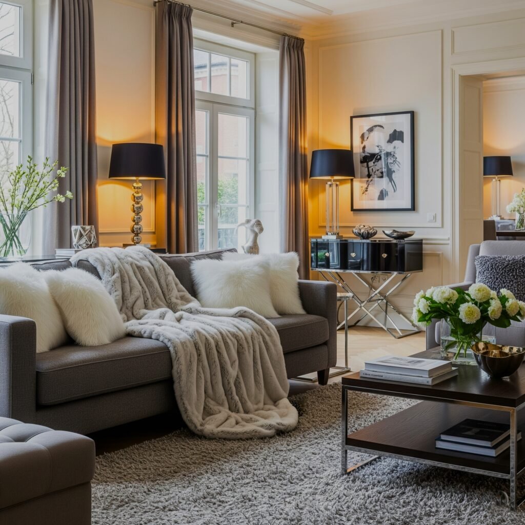 Faux Fur Fantasy - Space Ideas World lounge ideas with grey sofa