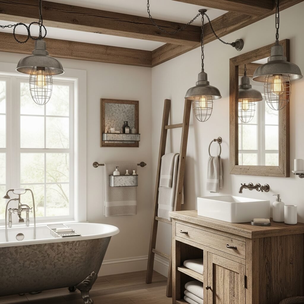 Galvanized Metal Features - Space Ideas World Bathroom Themes Ideas