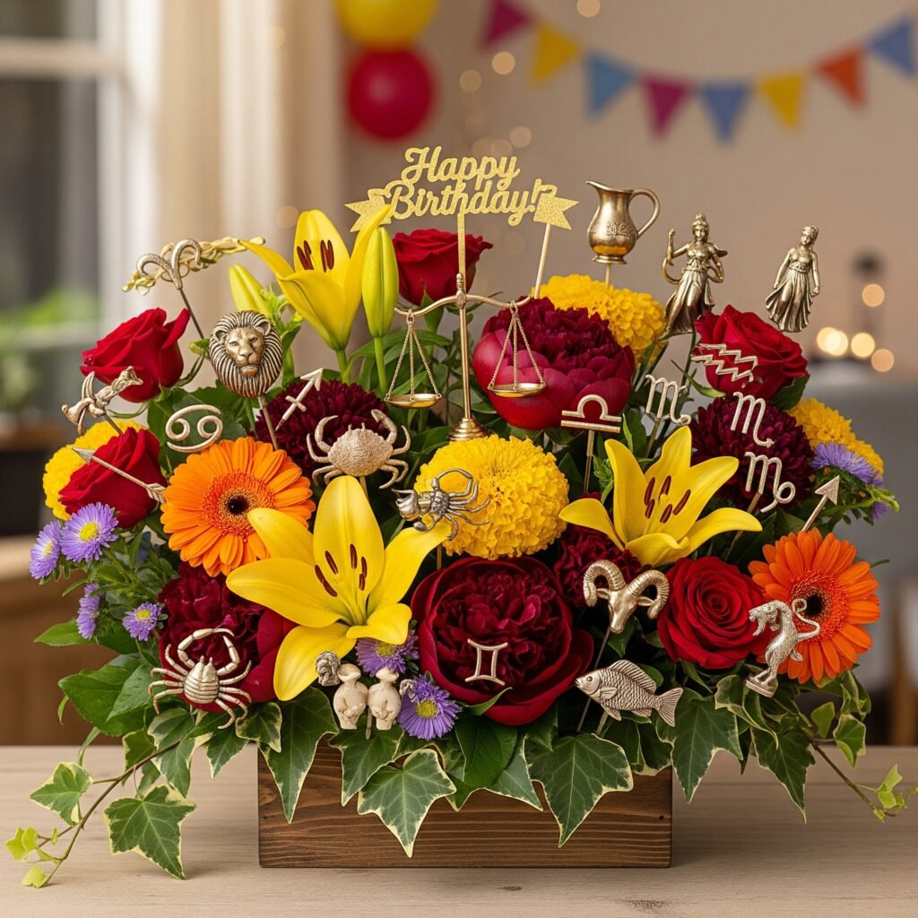 Birthday zodiac flower arrangement - Space Ideas World Horoscope Flower