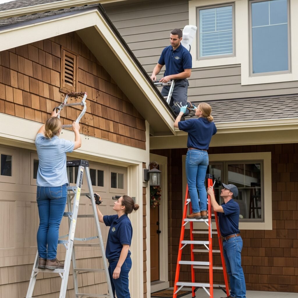 pest control team conducting carpenter bee inspection - Space Ideas World Carpenter bees