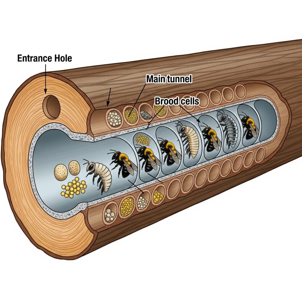 carpenter bee tunnel system in wood - Space Ideas World Carpenter bees
