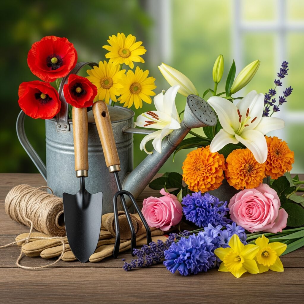 Gardening tools with flowers - Space Ideas World Horoscope Flower