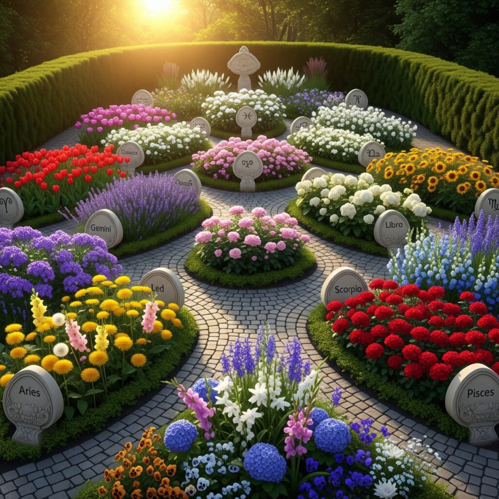 Zodiac garden layout - Space Ideas World Horoscope Flower