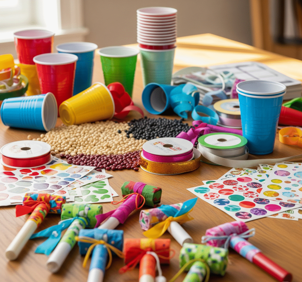 A craft table covered with colorful supplies - Space Ideas World new year's eve party ideas