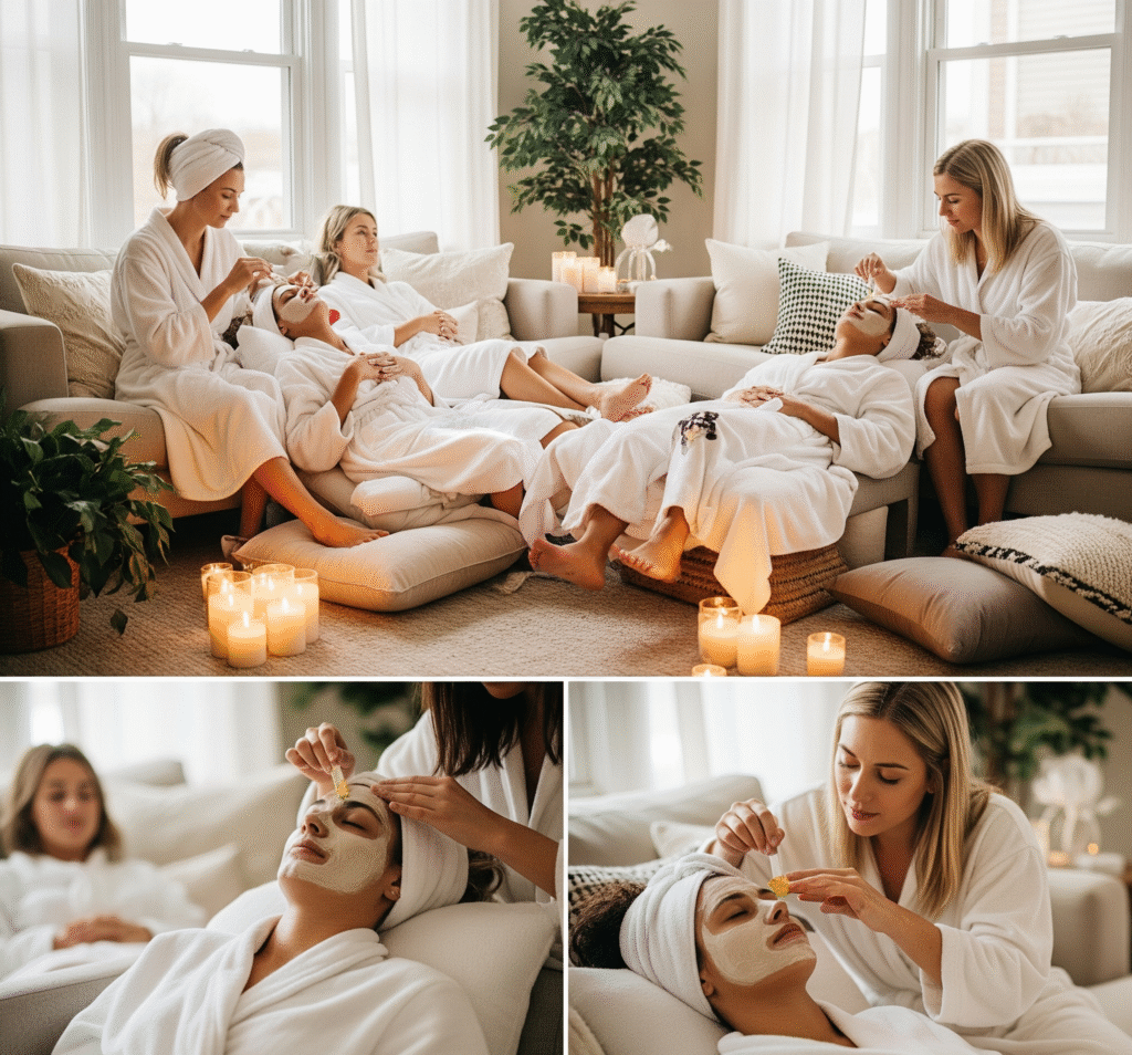 A living room transformed into a spa with aromatherapy candles - Space Ideas World new year's eve party ideas