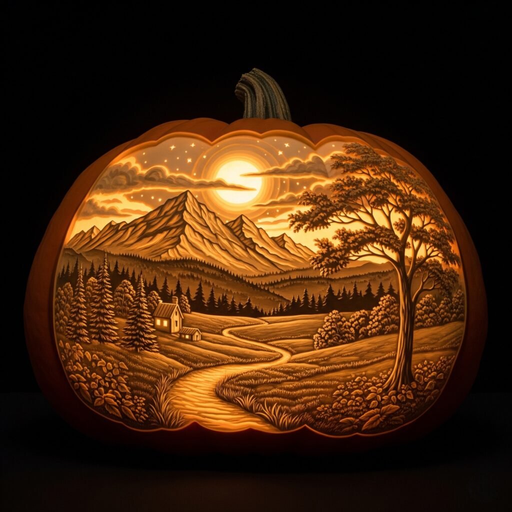 Landscape Scene - Space Ideas World Jack O Lantern Carvings Ideas