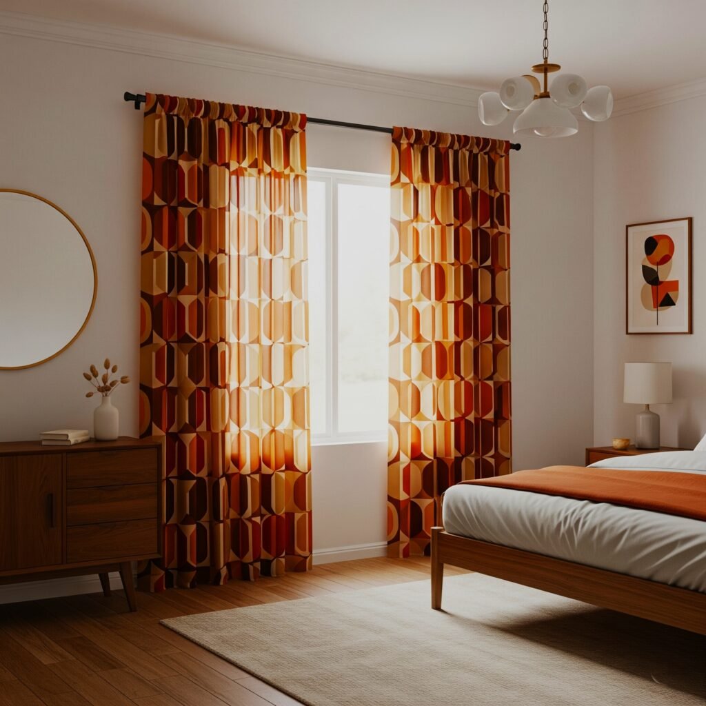 Mid-Century Modern Panels - Space Ideas World Bedroom drapery ideas