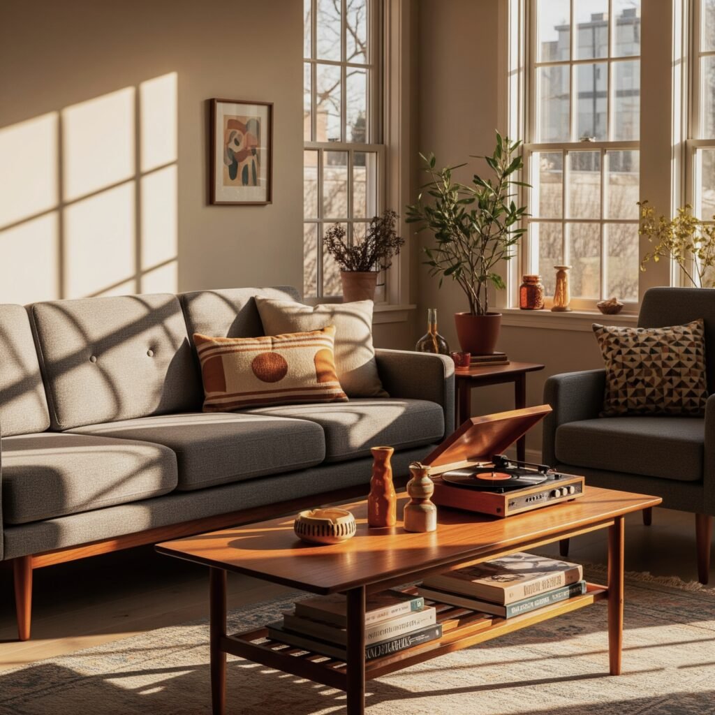 Mid-Century Modern Revival - Space Ideas World Grey Couch Living Room Ideas