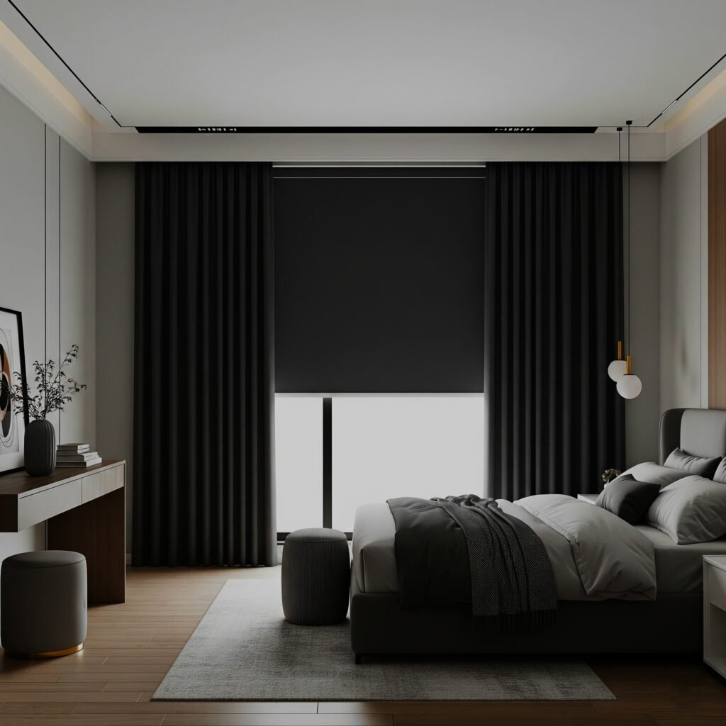 Motorized Blackout Solutions - Space Ideas World Bedroom drapery ideas