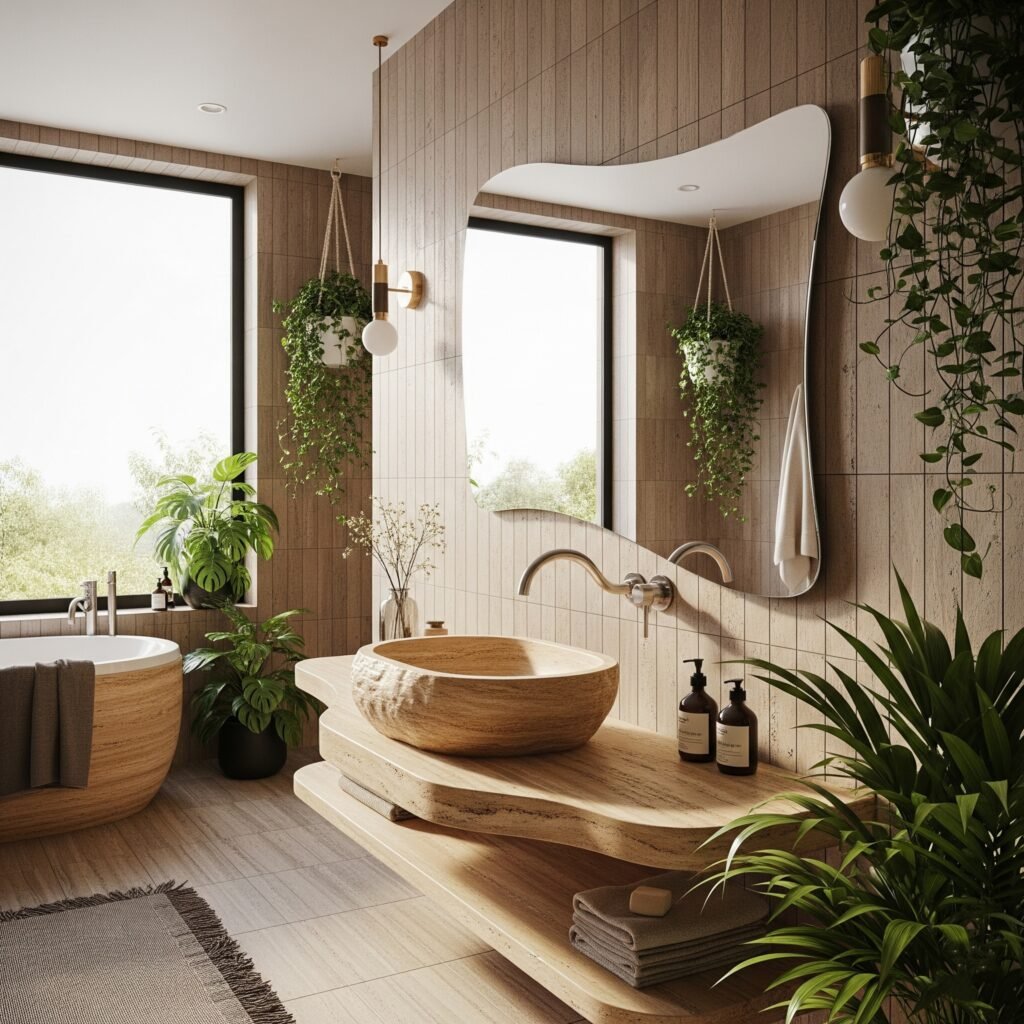Organic Shape nature bathroom - Space Ideas World Bathroom Themes Ideas