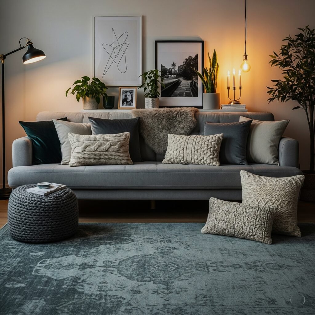 Pillow Mix Master Class - Space Ideas World lounge ideas with grey sofa
