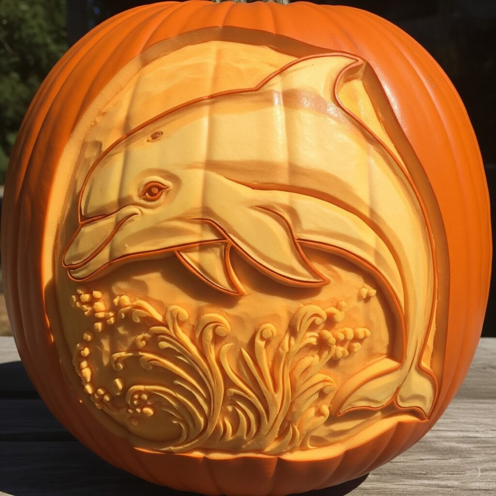 Playful Dolphin - Space Ideas World Jack O Lantern Carvings Ideas