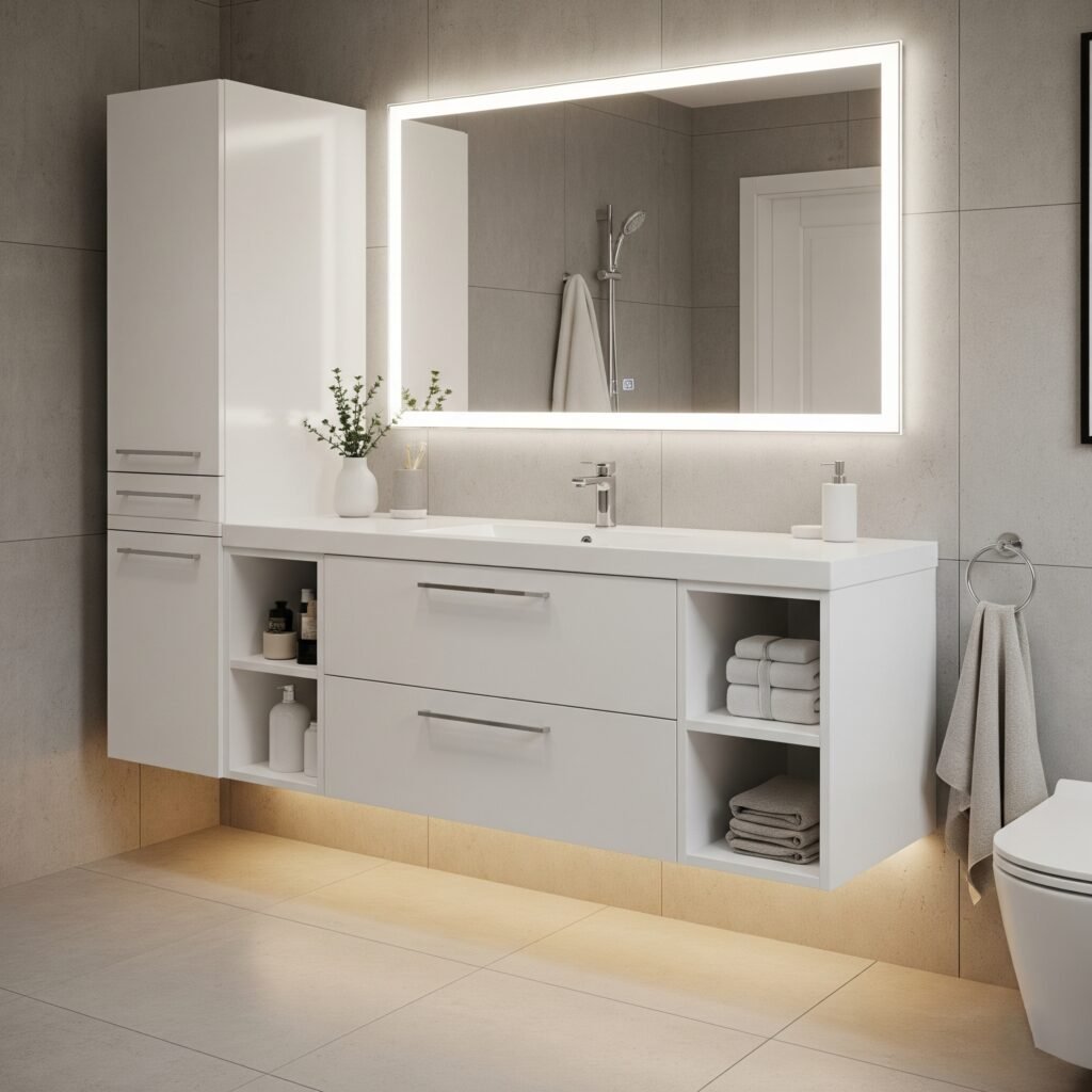 Sleek Floating Vanity Design - Space Ideas World Bathroom Themes Ideas