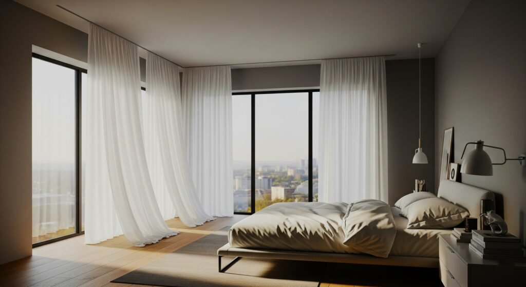 Sleek Track System - Space Ideas World Bedroom drapery Ideas