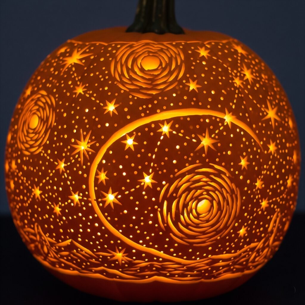 Starry Night Sky - Space Ideas World Carving Halloween Pumpkin Ideas
