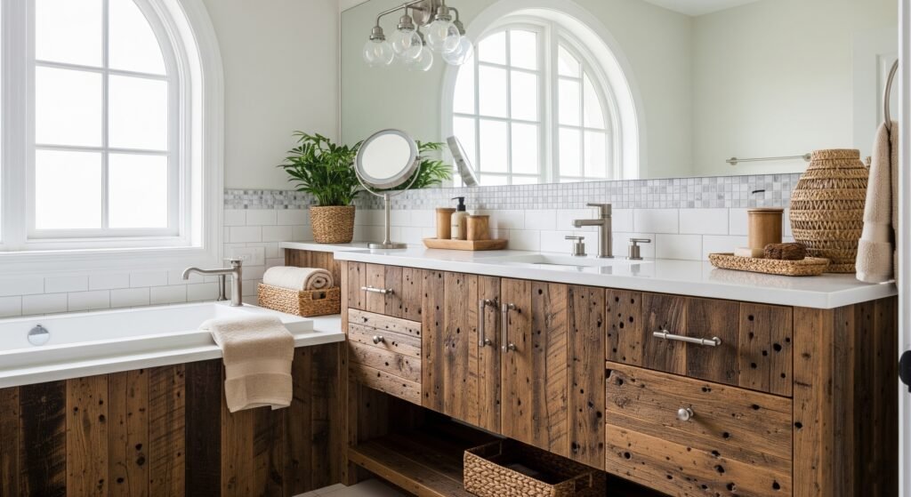 Statement with a Reclaimed Wood Vanity - Space Ideas World Bathroom Themes Ideas