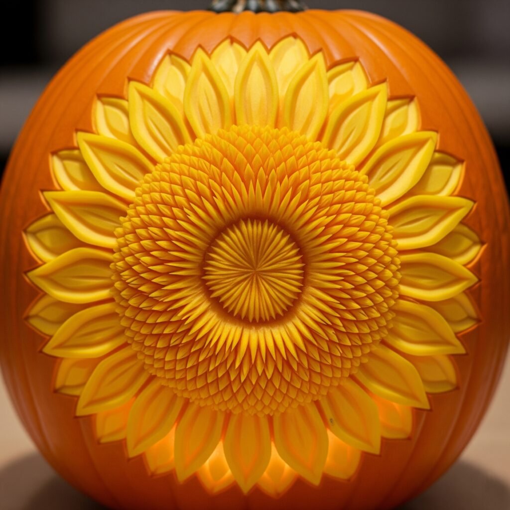 Sunflower Design - Space Ideas World Carving Halloween Pumpkin Ideas