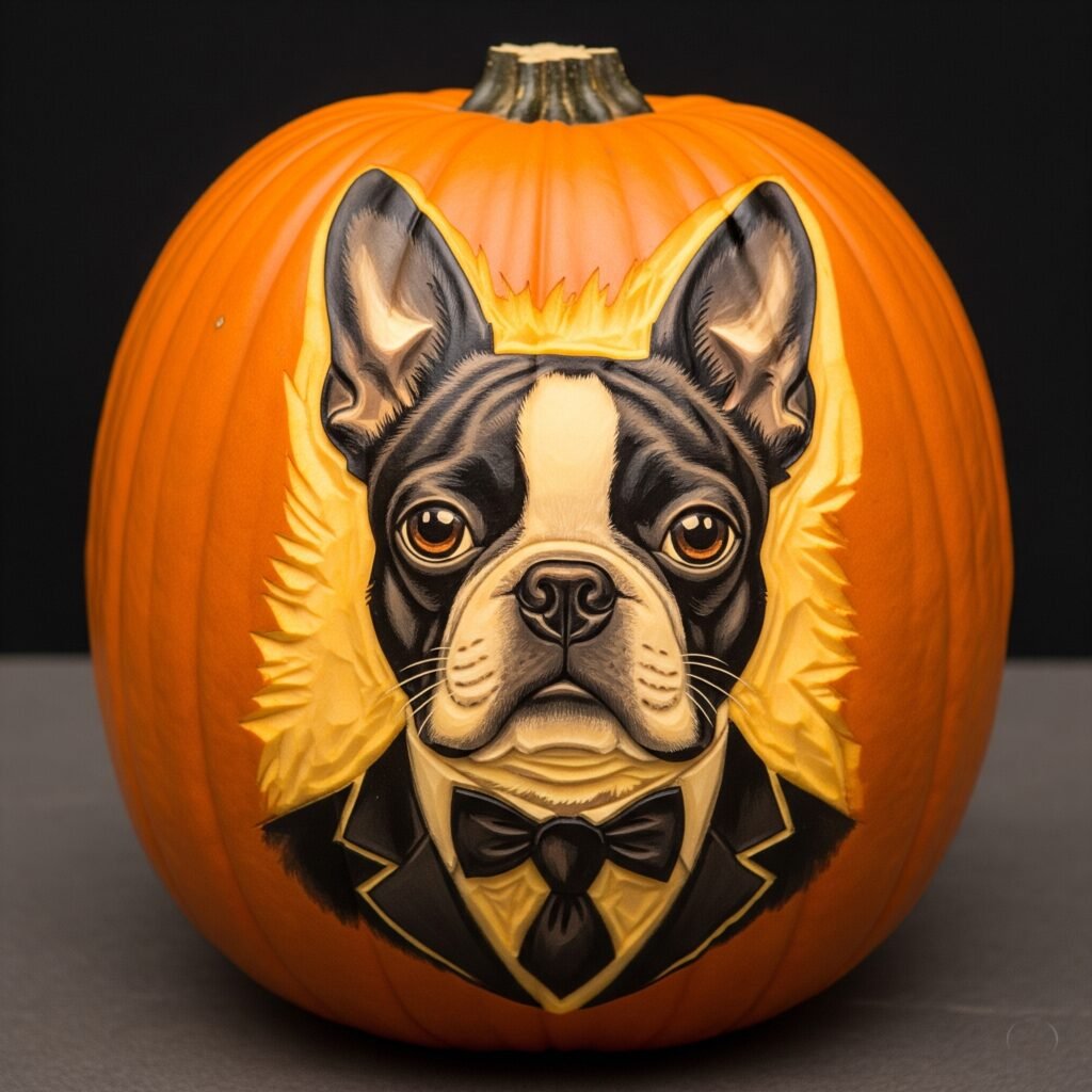 dog carving pumpkin