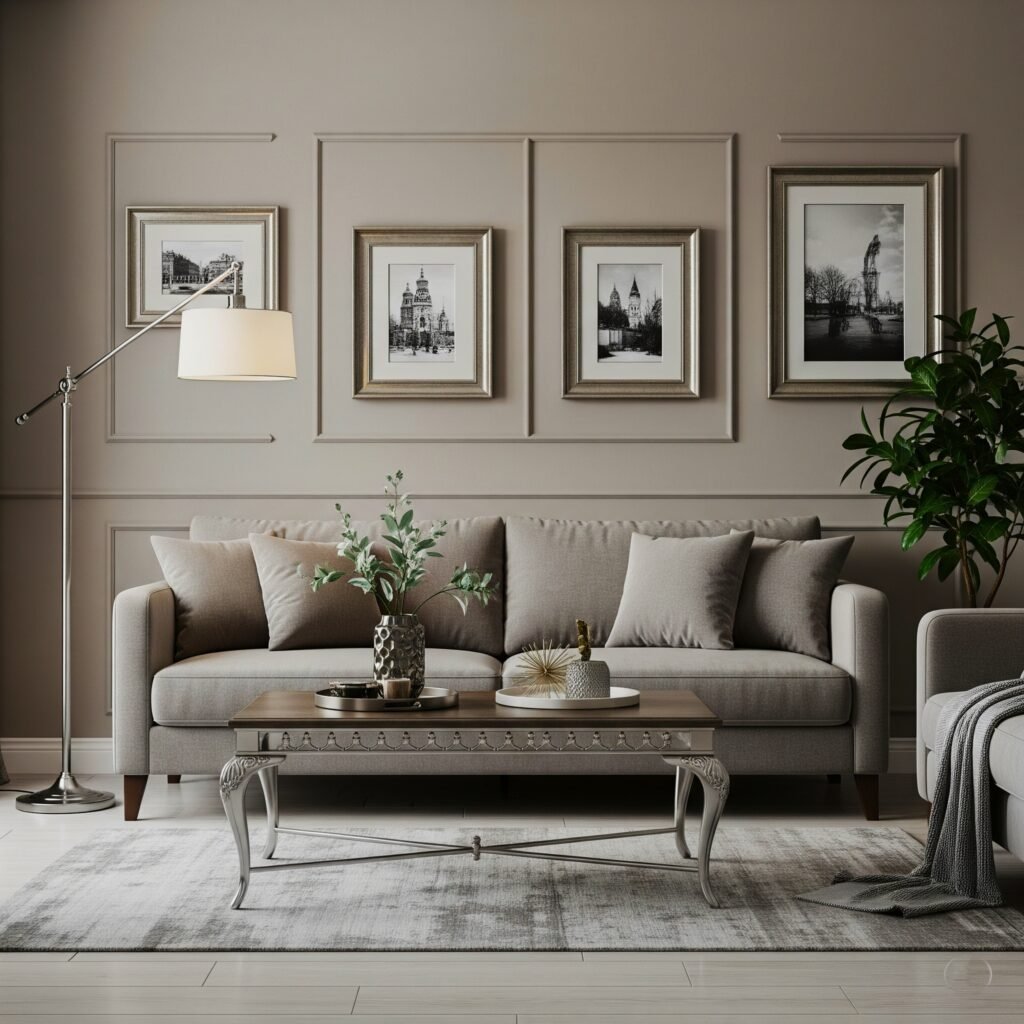 The Chrome and Shine Factor - Space Ideas World lounge ideas with grey sofa