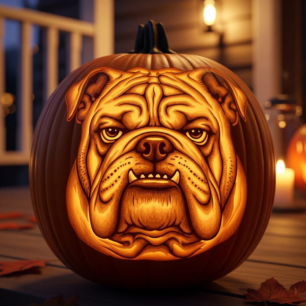 dog carving pumpkin