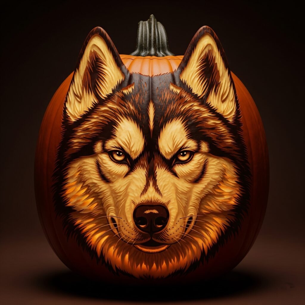 dog carving pumpkin