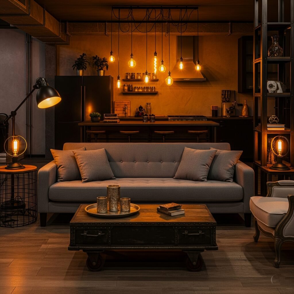 The Edison Bulb Magic - Space Ideas World lounge ideas with grey sofa