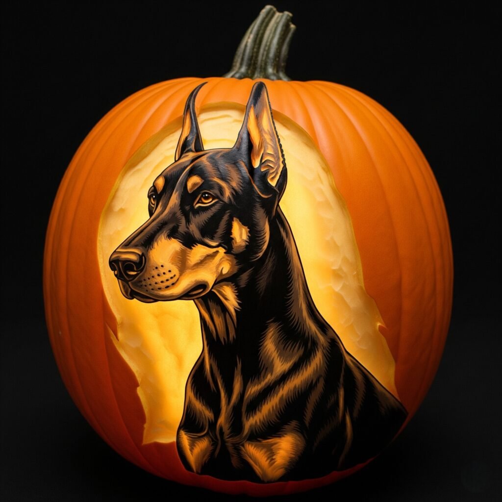 dog carving pumpkin