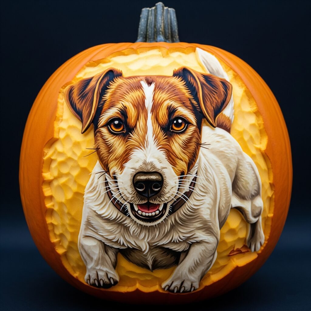 dog carving pumpkin