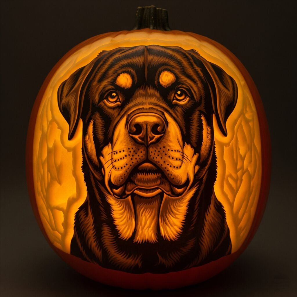 dog carving pumpkin