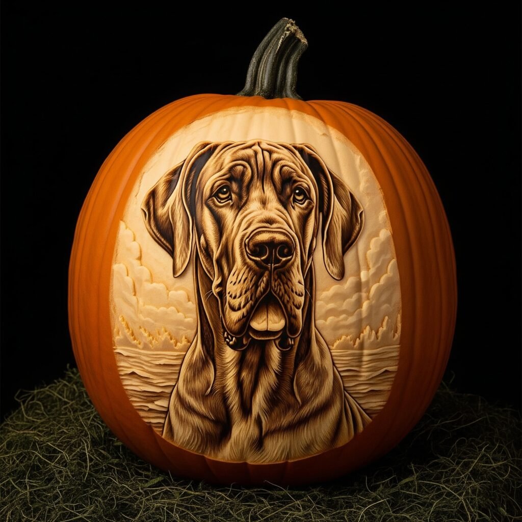 dog carving pumpkin