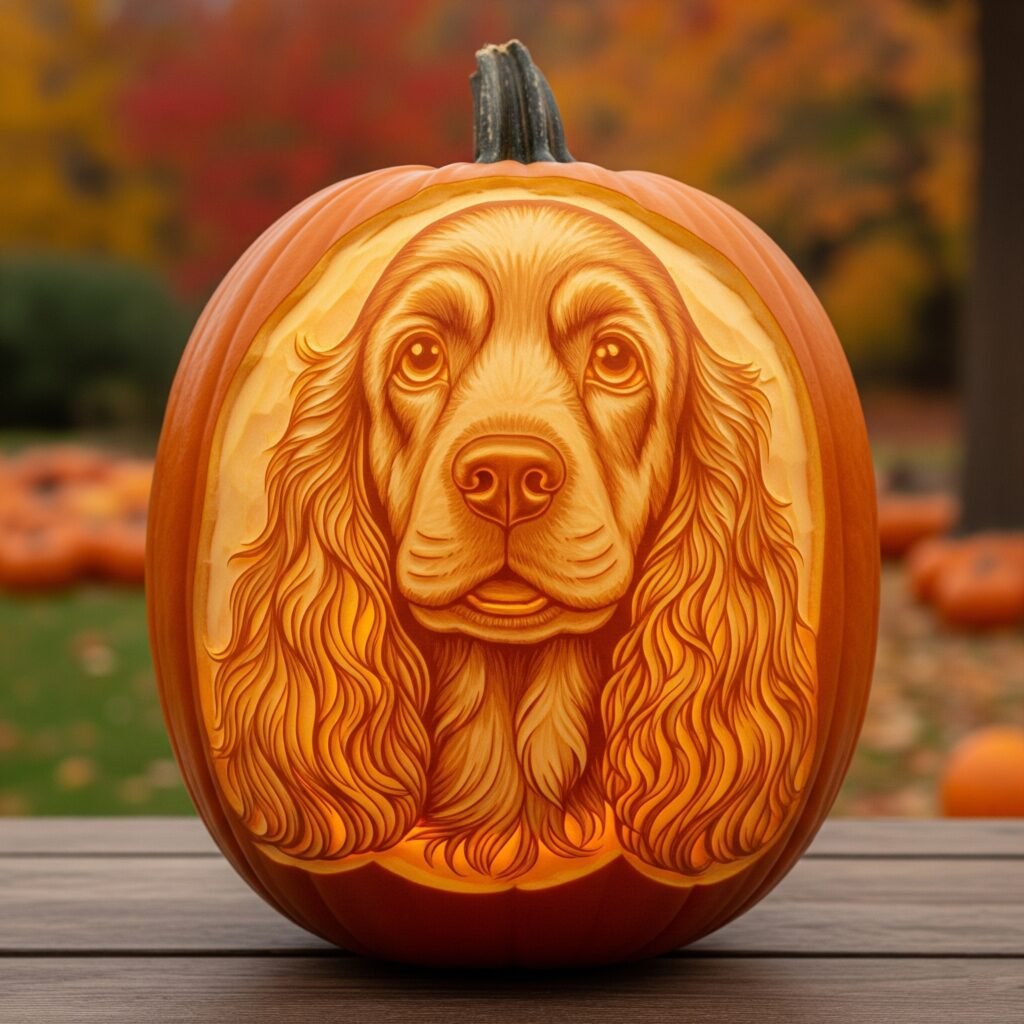 dog carving pumpkin